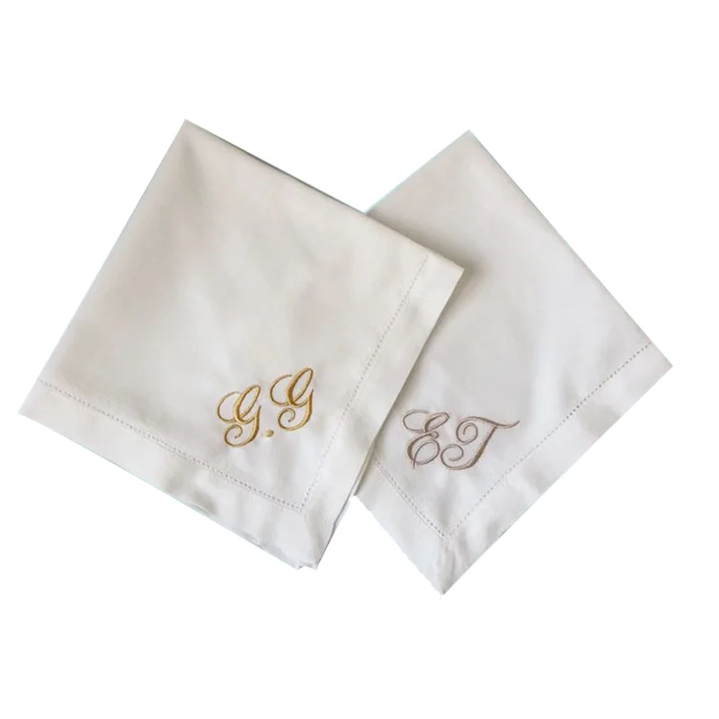 Embroidered Cotton Napkins Table Napkin Cloth 45x45CM Embroidery Wedding Cotton Napkins For Plates Decorative Letter Customizable Gift