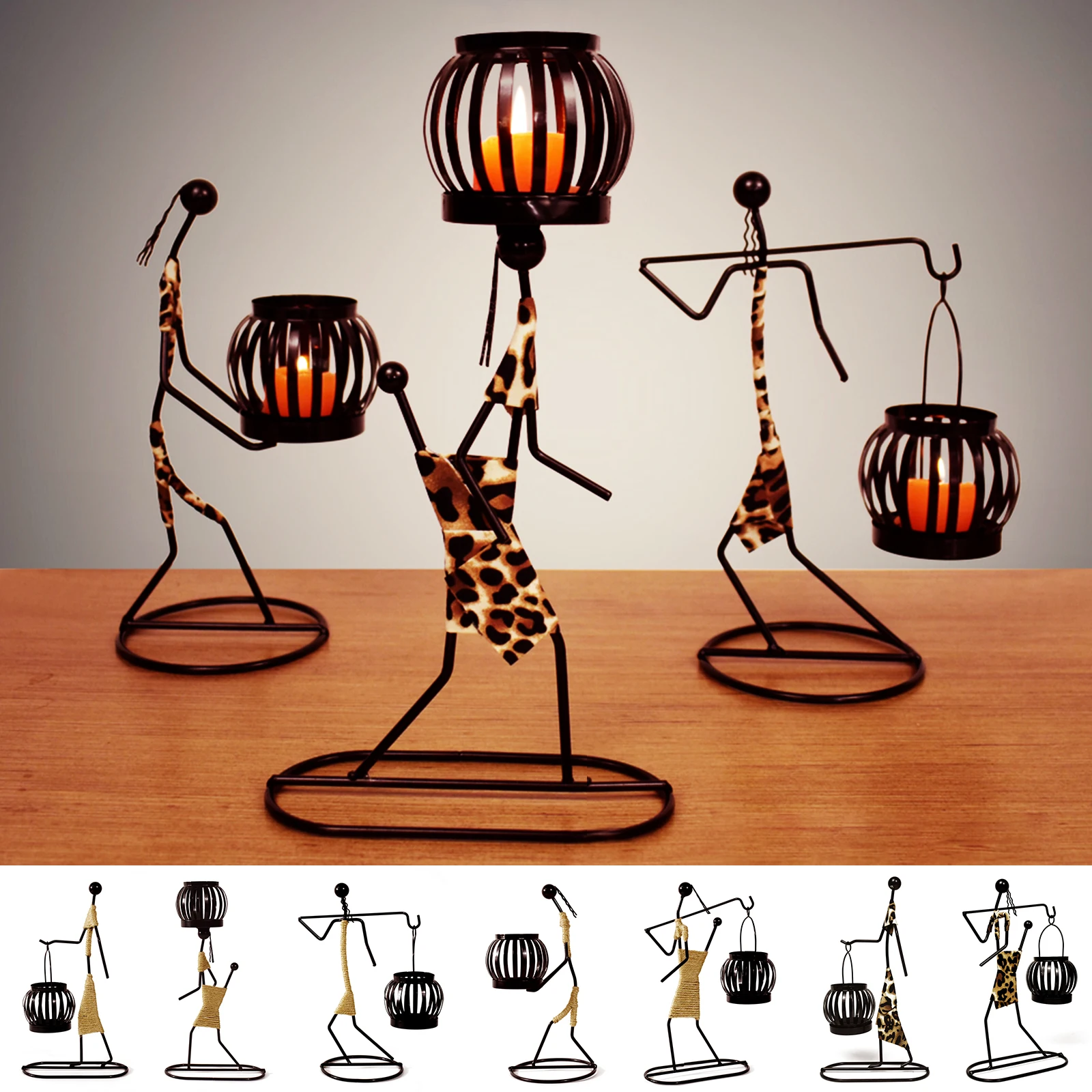

Nordic Metal Candlestick Abstract Character Sculpture Candle Holder Decor Handmade Figurines Home Decoration Art Christmas Gift