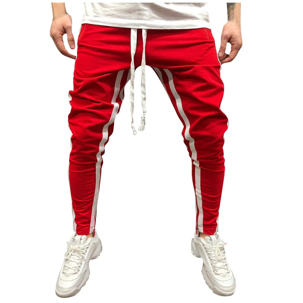 Модные мужские повседневные Лоскутные свитшоты брюки Jogger новые тренажерные залы фитнес Лоскутные Спортивные лосины дышащие брюки 8,13 - Цвет: Red
