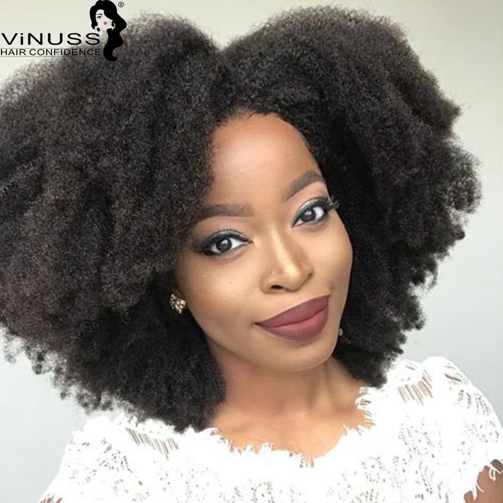 Afro Kinky Curly Lace Front Wig PrePlucked Bleached Knots Frontal Ramy Glueless Short Curly Human Hair Wigs For Black Women