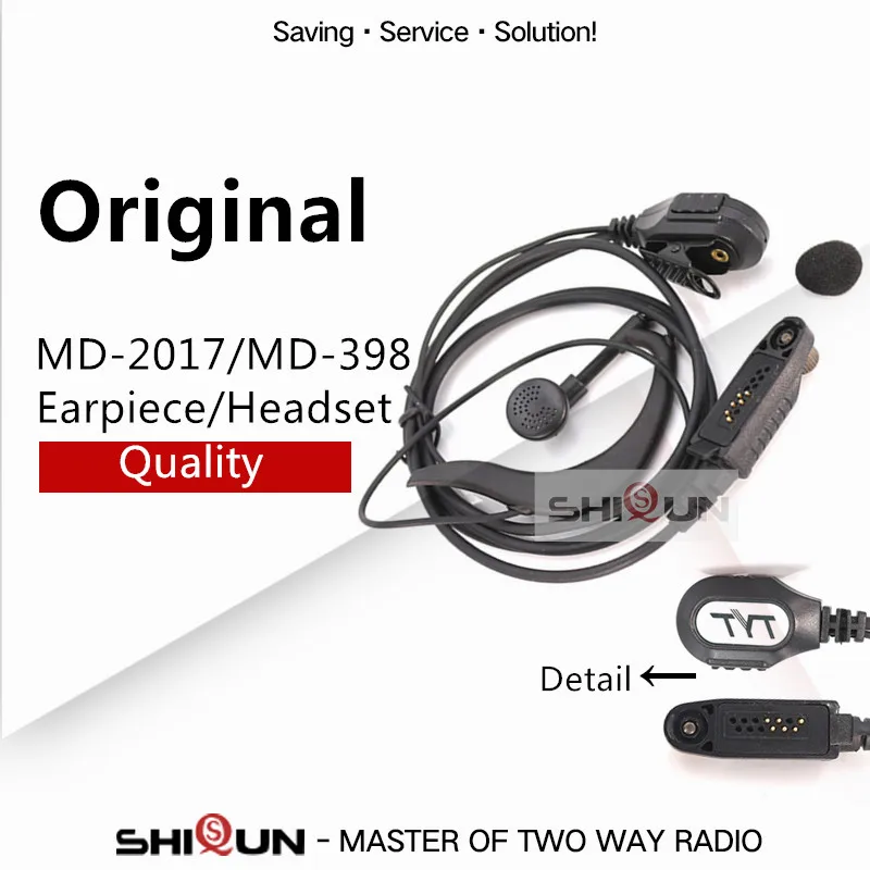 Original Headset Mic Earpiece for TH-UV8000D Quality of MD-2017 Compatible with RT82 RT87 RT83 V-2017 HD1 DMR Radio TYT | Мобильные