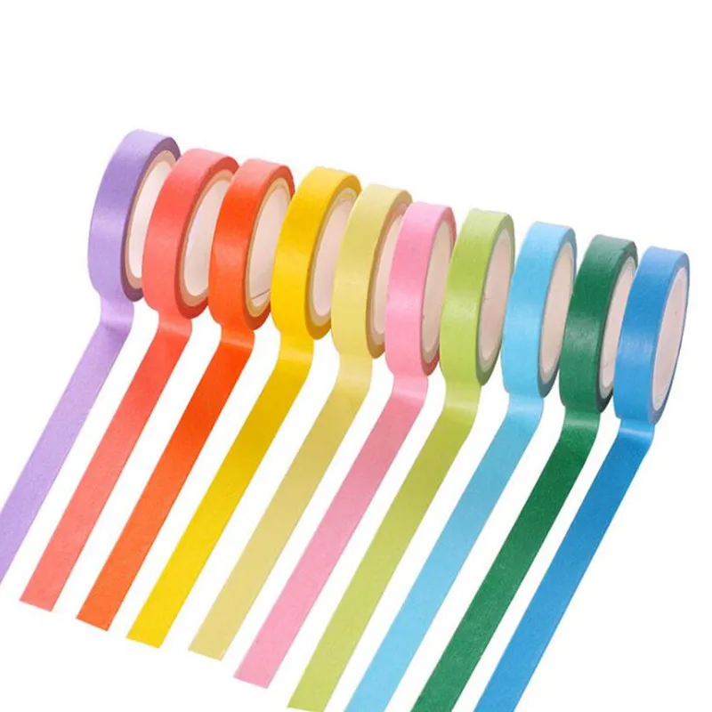 

10PCS/box Washi Tape set Rainbow Colorful Decorative Adhesive Masking Tapes