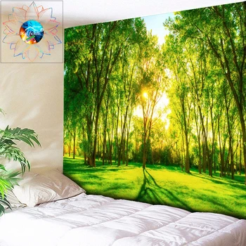 

Wholesale 3D Beach Towel Forest Landscape Beautiful Forest Stream Printing Wall Carpet Yoga Mat Home Decor Tapestry Sunlight New