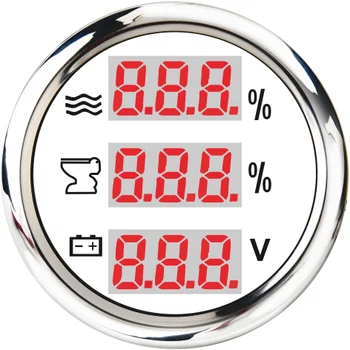 

New 52mm Waterproof Universal 3 in 1 Multi-Function Digital Gauge Water Level Waste Holding Tank Indicator Voltmeter With Alarm