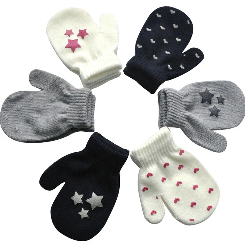 Us 1 06 1 4 Years Old Soft Love Star Heart Pattern Children Gloves Winter Warm Knitted Mittens Kindergarten Unisex Gloves On Aliexpress