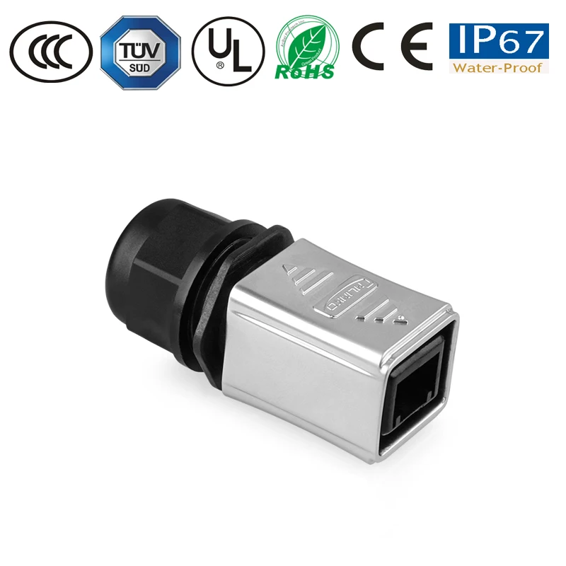 RJ45 водонепроницаемый разъем сигнала металлическая розетка кабель/провод/панель IP67 RJ45 разъем