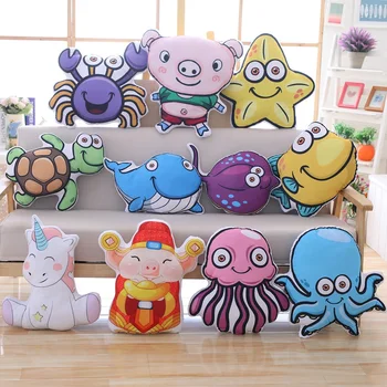 

50cm Cute Tortoise&crab&whale&pig Pillow Double Printing Sea Animal Cartoon Sofa Cushion New Doll