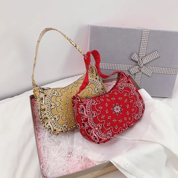 

Vintage Ethnic Style Women Handbags Retro Flower Print Totes Canvas Lady Casual Small Underarm Shoulder Bags