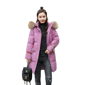 

Fur Hooded Women's Jacket Women Thick Cotton Slim Parka Female Dobby Long Winter Coat Women Down Cotton Lady Wadded Jacket Coat