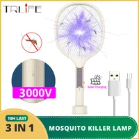 3 em 1 10 led armadilha mosquito assassino lâmpada 3000v elétrica bug zapper usb recarregável verão fly swatter armadilha moscas inseto