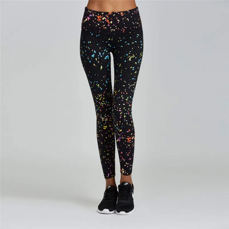 Новые весенние женские Красочный точечный принт Леггинсы Спортивные Фитнес