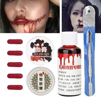 

Professional Halloween Fake Wound Blood Scars Wax Blade FX Makeup Effect Tool Set Halloween Party Face Body Painting