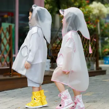 

2~6 years Rain Jacket Raincoats Cute Cloak Waterproof Kids Girls Hooded Tassel Transparent Summer Tour Rain Gear HOTo