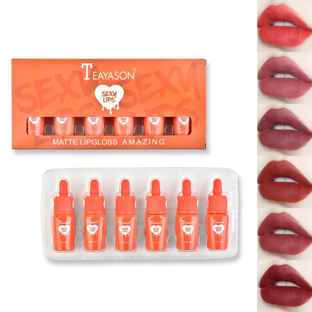 6x Women's Smooth Lip Gloss Stain Gift Moisturizing Liquid Lipstick Lip Tint Set