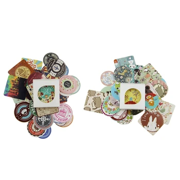 

76 Pcs Diary Decoration Scrapbooking DIY Cute Kawaii Paper Sticker, 38 Pcs Animal & 38 Pcs Retro