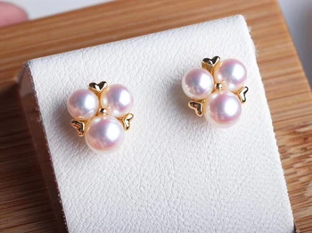

3 PEARLS Heart 925 Sterling Silver Earrings Findings Base Mountings Jewelry Parts Accessories for Pearls Beads Agate Jade