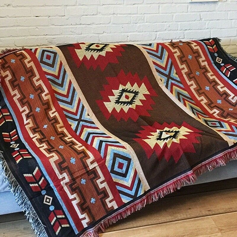 Large Navajo Indian Rug Aztec Cotton Throw Bed Cover Blanket Wall Tapestry KILIM 