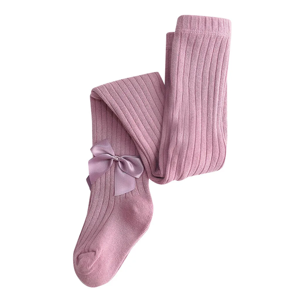 Чулки с бантиком для маленьких девочек Однотонные теплые колготки с бантиком, штаны новогодний костюм детская одежда