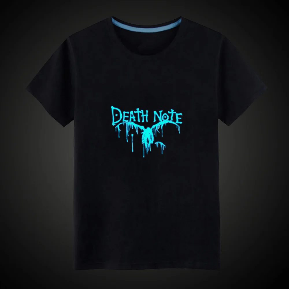 New Cartoon Anime Death Note Luminous Kids T-Shirts Boy Girls Fluorescent Short Sleeves T shirt Baby Cotton Tops Ves