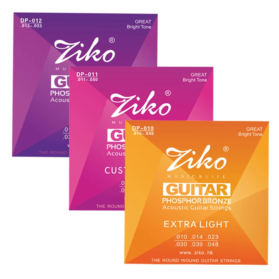 ZIKO 6Pcs/Set Acoustic Guitar Strings Hexagon Alloy Core Phosphor