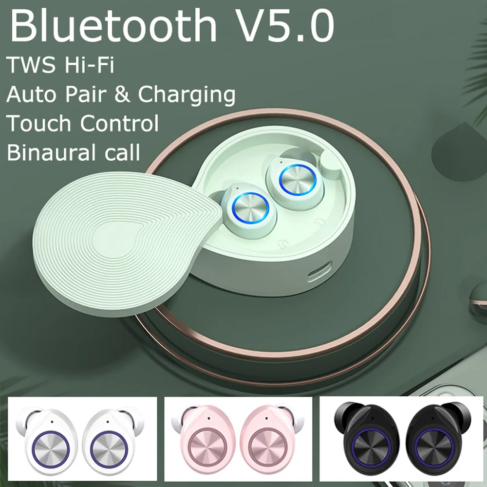 universal Wireless Bluetooth 5.0 Earbuds TWS Earphone Headset In-ear Stereo Sport Audio Earmuffs Black / Green Pink White | Электроника