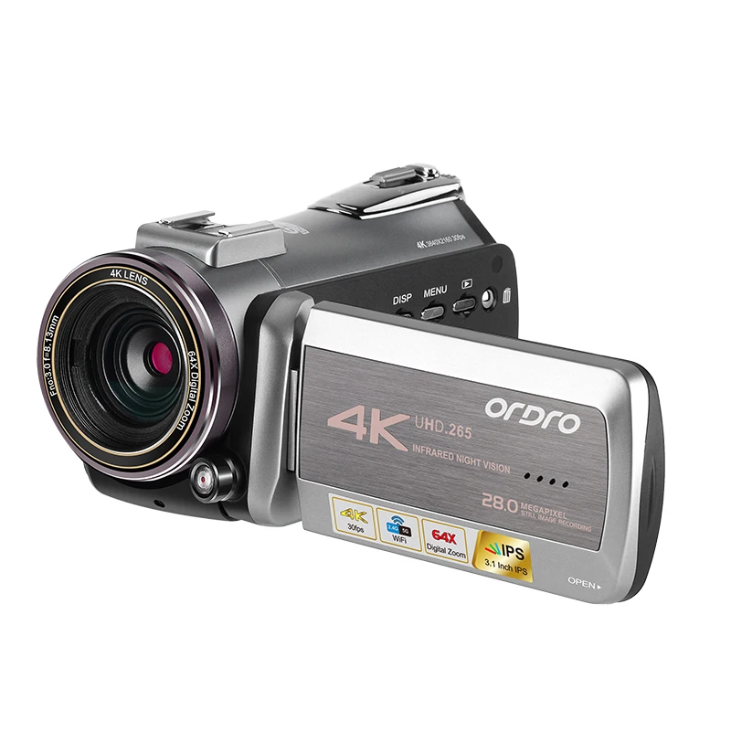 ORDRO AZ50 wifi Real 4K 30FPS видеокамера H.265 видео формат поддержка подключения стерео