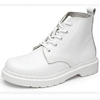 

Woman Boots Solid Women Ankle Boots Fashion Ladies Lace Low Heels Women's Genuine Leather Female Casual Shoes Plus Size 2020