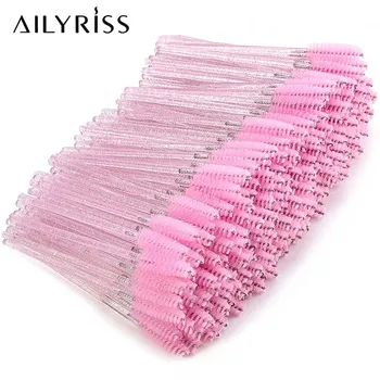 50pcs 새로운 도착 속눈썹 브러쉬 부드러운 머리 속눈썹 눈썹 애플리케이터 마스카라 완드 Microbrush 브러쉬 메이크업 브러쉬