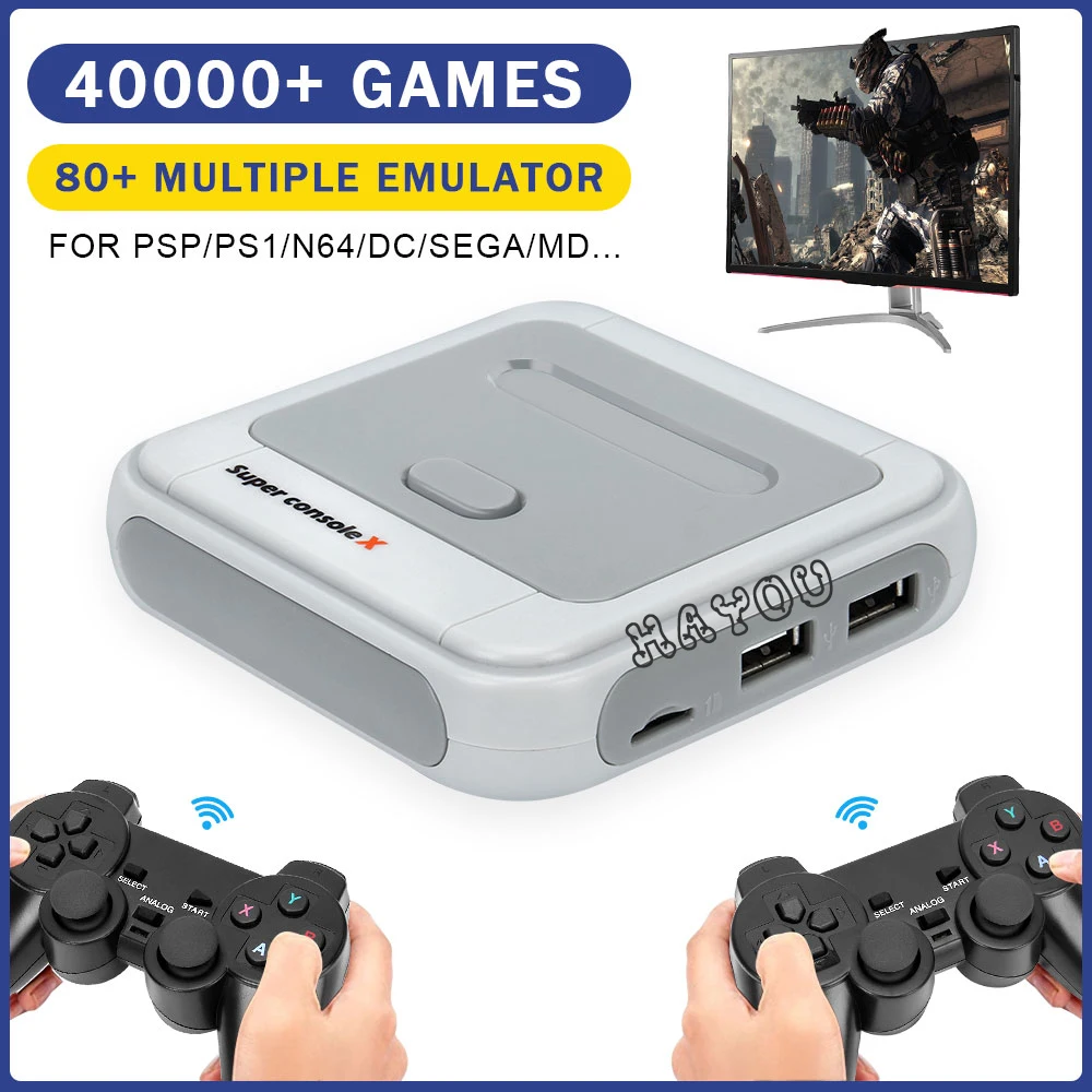 Video Game Console Retro WiFi Super Console X HD TV Box Video Game Player for PS1/N64/MD With 40000+Games 2 Wireless Controllers