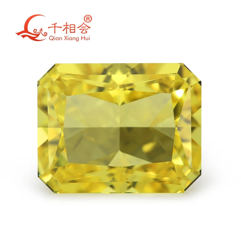

Czochralski method Artificial yellow sapphire emerald cut rectangle shape clear corundum gem stone