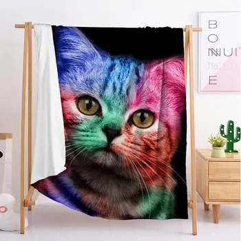 

Colorful dream cat animal Custom blankets Large and small size throw blanket tapestry sleeping blanket flannel blanket bedding