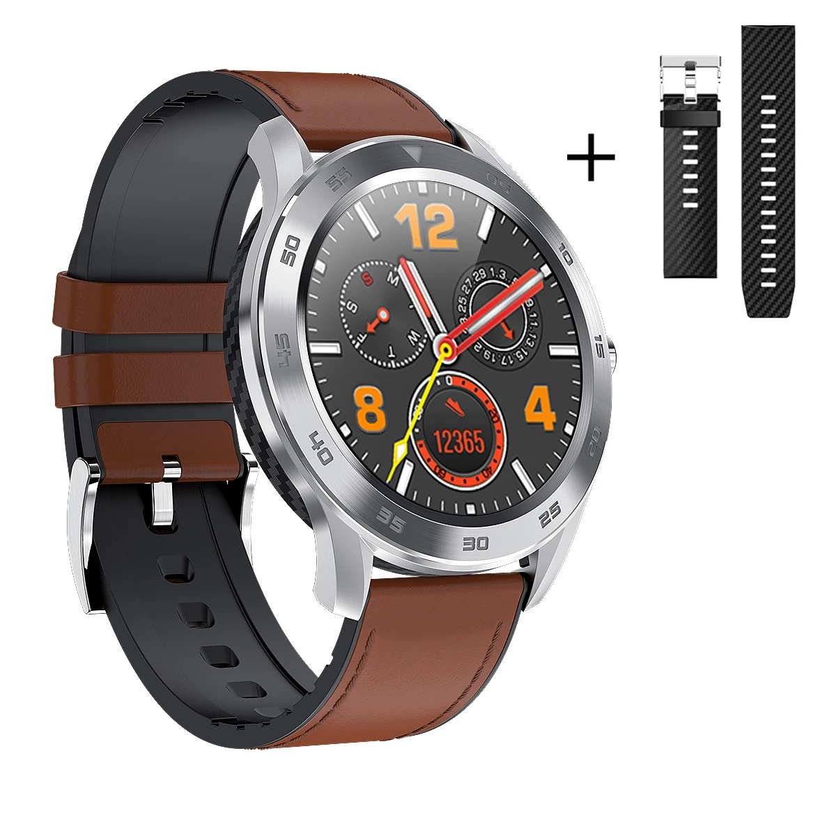 Бизнес Смарт-часы с бесплатным ремешком, мужские ЭКГ PPG пульсометр, кровяное давление, умные часы IP68, водонепроницаемые, несколько спортивных часов - Цвет: Light Brown Leather
