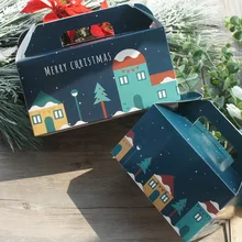 Рождественский ночной домик Снежная 10 шт бумажная коробка со свечами 2 размера на выбор для печенья, конфет, свеча, банка, коробка для рождественской вечеринки, подарочная упаковка