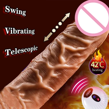 Automatic Swing Telescopic Rotating Heating Big Vagina Dildo Vibrator Remote Control Realistic Male Dick Sex Toys For Women