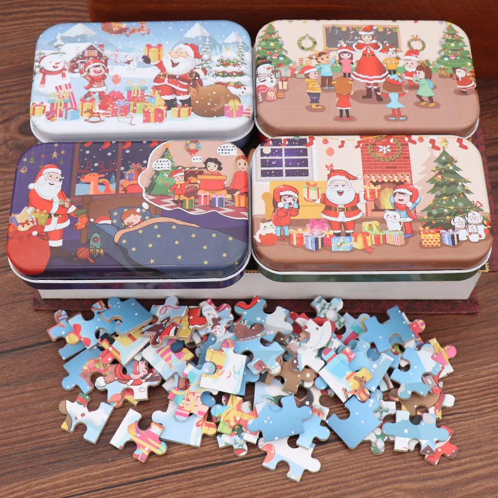 60 штук детского Санты головоломки деревянные подарки для детского сада
