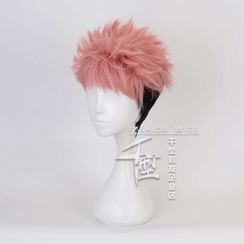 Anime Jujutsu Kaisen Cosplay Yuji Itadori Wig Jujutsu Kaisen Yuji Itadori Pink Black Short Heat Resistant fiber Hair Wigs cosplay