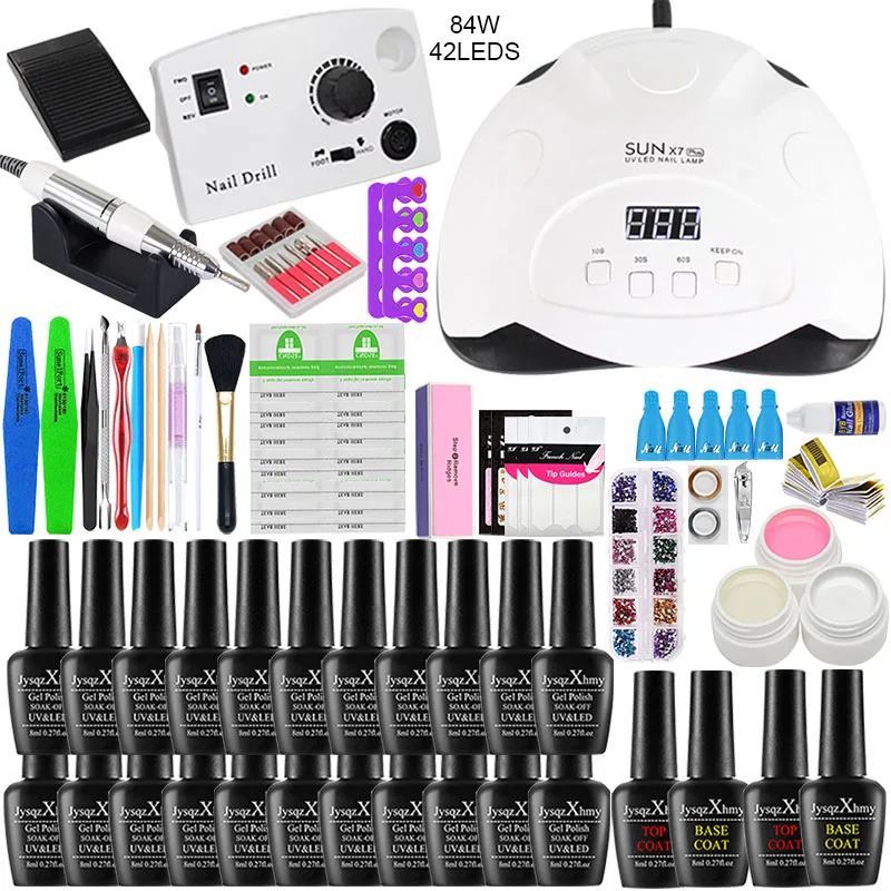 Набор для маникюра 35000/18000 об/мин электрическая машинка для маникюра 84 Вт/24 Вт Светодиодный УФ-светильник Dryer18/10 шт. Набор для маникюра