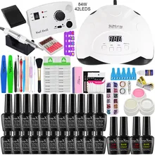 Набор для маникюра 35000/18000 об/мин электрическая машинка для маникюра 84 Вт/24 Вт Светодиодный УФ-светильник Dryer18/10 шт. Набор для маникюра