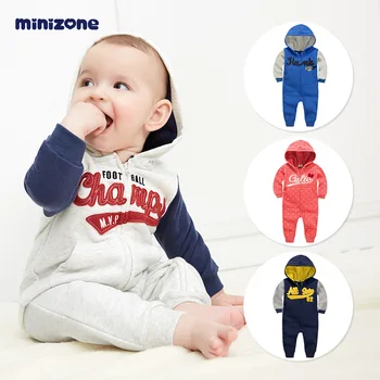 

Baby Clothes Autumn and Winter Baby Conjoined Hooded Cap Ha Yi Climb Up Cashmere Thickening Embroidery Letter Outfit