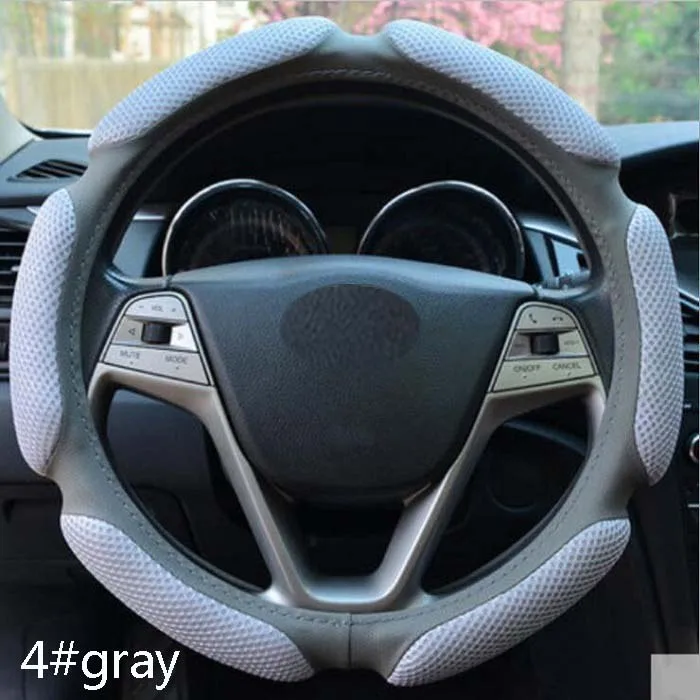 4 gray Универсальный автомобильный чехол на руль Противоскользящий лоскутный Дизайн Модный 38 см автомобильный защитный чехол на руль - Название цвета: 4 gray