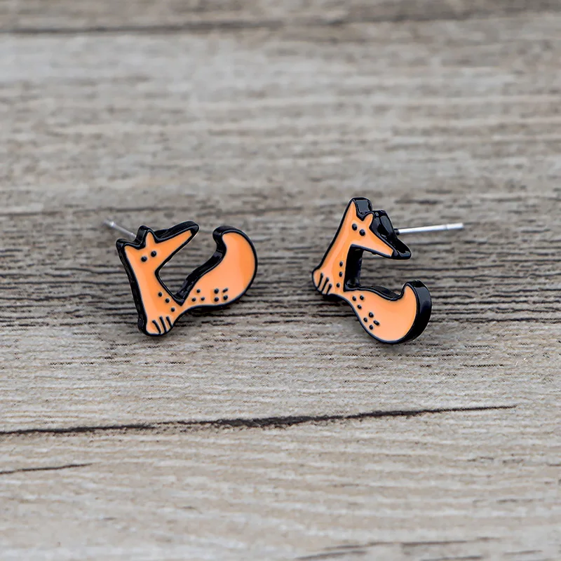 K629 Le Petit Prince and Fox милые аниме из мультфильмов серьги-гвоздики для женщин дети эмаль пирсинг серьги ювелирные подарки для девочек