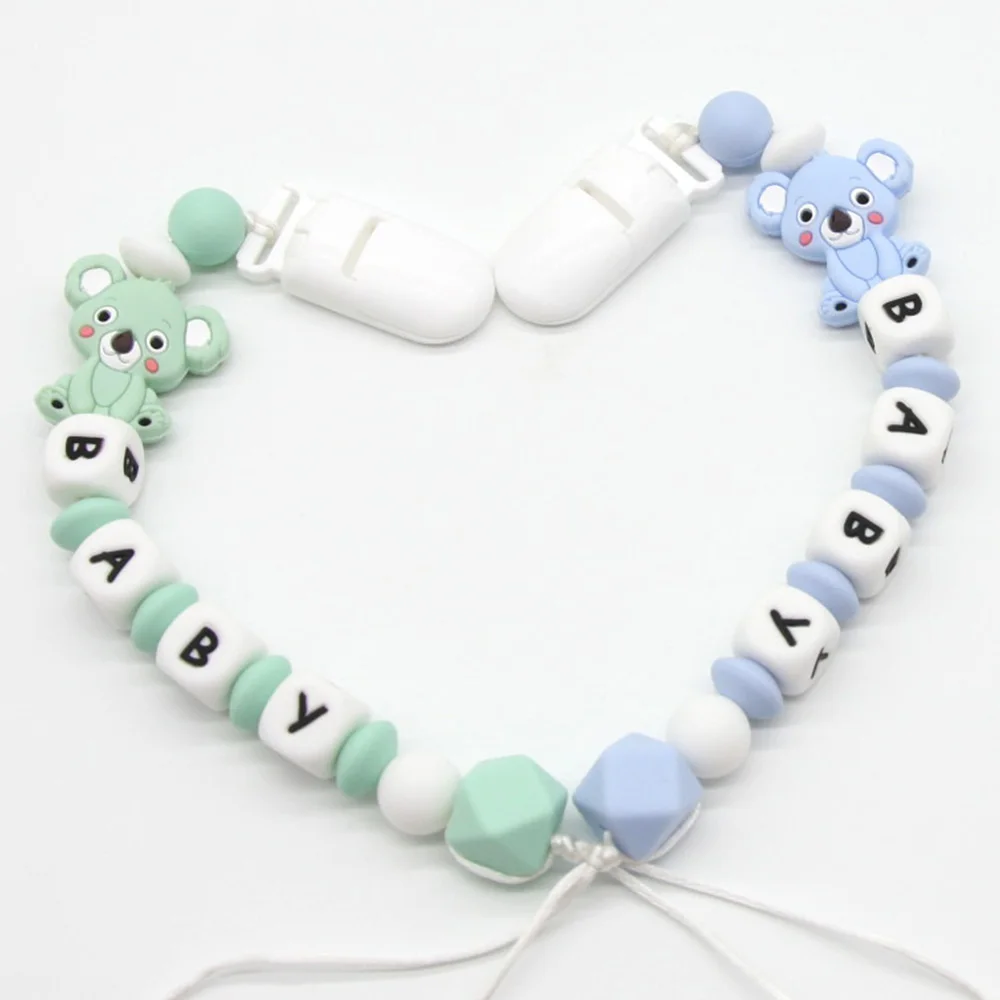 Cute-idea Baby Pacifier Clips Silicone Beads 1set Soother Chains Baby Teething Toys For Chew Food Grade Nursing Chains DIY