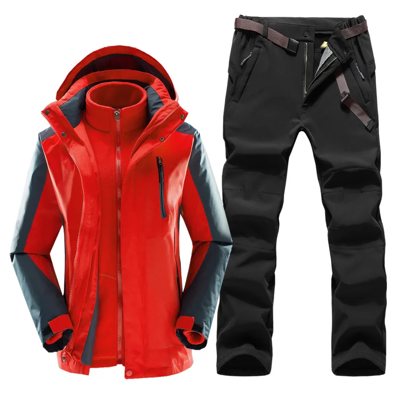 Winter 3-In-1 Vrouwen Wandelen Jas & Wandelen Broek Fleece Voering Dikke Thermische Skipak Vrouwelijke outdoor Winddicht Waterdichte Jas Winter 3-In-1 Vrouwen Wandelen Jas & Wandelen Broek Fleece Voering Dikke Thermische Skipak Vrouwelijke outdoor Winddicht Waterdichte Jas