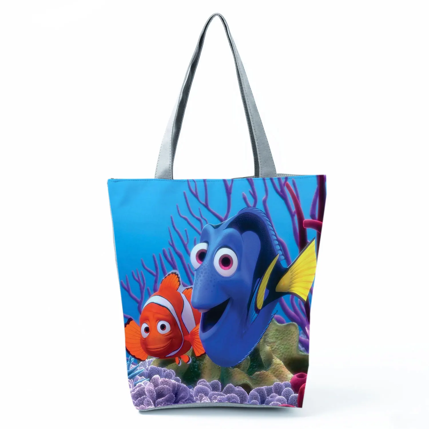 Disney Finding Nemo Printed Handbag Dory Graphic High Capacity Shoulder Bag Fish Reusable Shopping Bag Casual Women Beach Tote