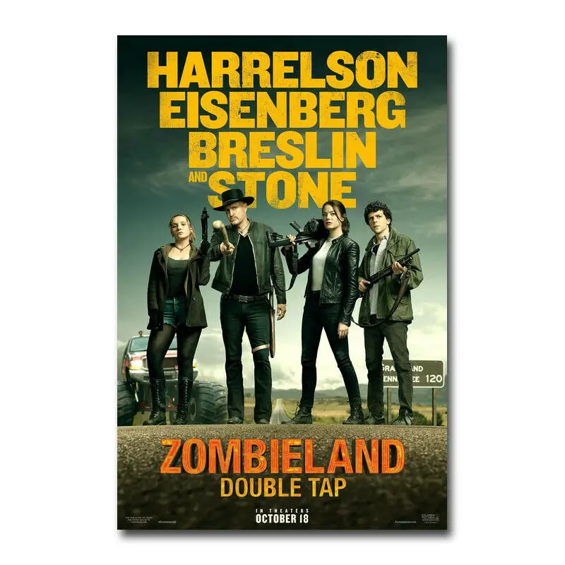 D0381 Zombieland двойной кран фильм шелковая ткань постер художественный Декор