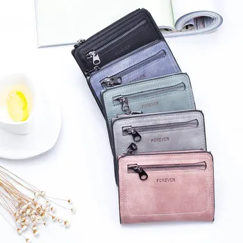 

Women Short Wallets PU Leather Female Solid Purses Card Holder Wallet Fashion Woman Small Zipper Wallet With Coin Purse