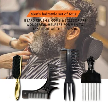 

4 PCS Hair Comb Styling Set Barber Hairstylist Accessories, Professional Shaping & Wet Pick Barber Brush Tools