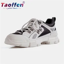 Taoffen/Женская прогулочная обувь из натуральной кожи; повседневные модные ботинки; Модная легкая обувь; Подушка с изображением женщины на плоской подошве; Размеры 35-49