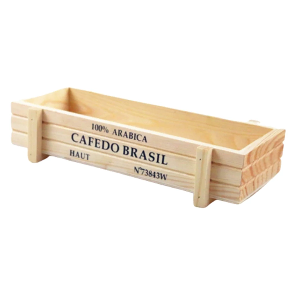 Wooden Box Succulent Plant Flower Pot Art Craft Container Yard Flower Holder