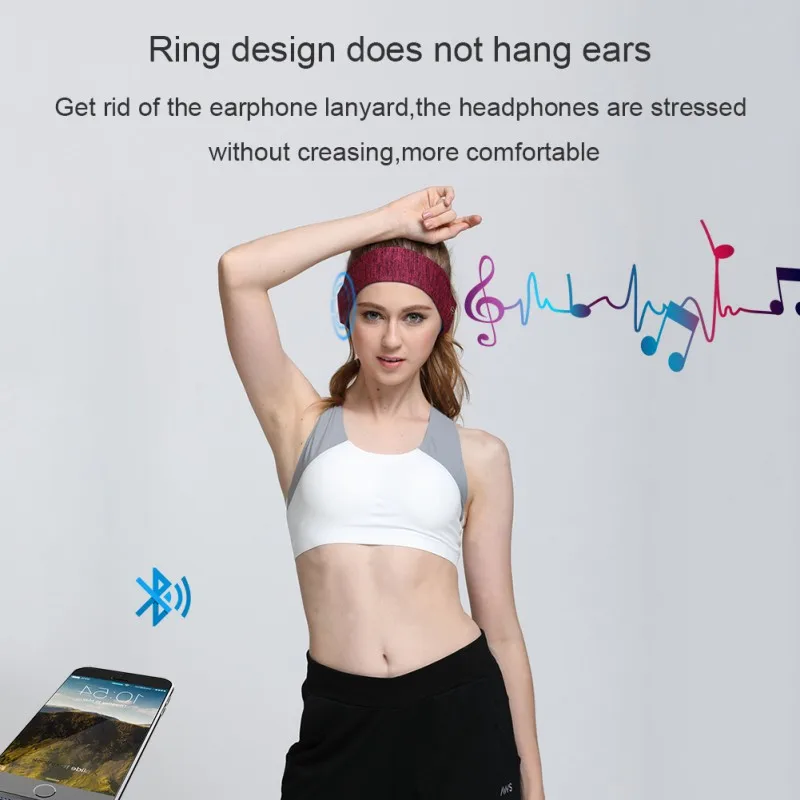Bluetooth музыка оголовье эластичный дышащий Музыка динамик наушники Спорт на открытом воздухе головные уборы унисекс